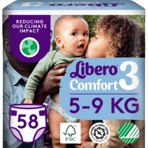 Огляд Підгузок Libero Comfort Розмір 3 (5-9 кг) 58 шт (7322541756752): характеристики, відгуки, ціни.