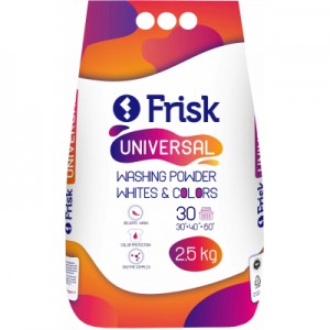 Огляд Пральний порошок Frisk Universal 2.5 кг (4820197121144): характеристики, відгуки, ціни.