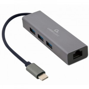 Перехідник Cablexpert Type-С to Gigabit Ethernet, 3 Ports USB 3.1 Gen1 (5 Gbps) (A-CMU3-LAN-01)