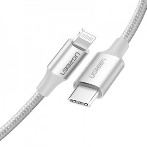 Огляд Дата кабель USB-C to Lightning 2.0m US304 20V/3A 60W Silver Ugreen (70525): характеристики, відгуки, ціни.