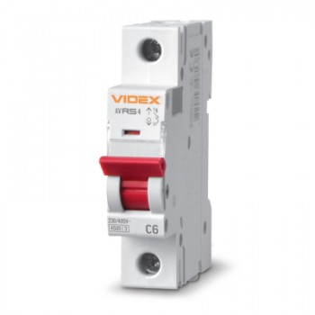 Автоматичний вимикач Videx RS4 RESIST 1п 6А 4,5кА С (VF-RS4-AV1C06)