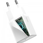 Огляд Зарядний пристрій Baseus Super Si 1C 20W With Simple Wisdom Data Cable Type-C/iP White (TZCCSUP-B02): характеристики, відгуки, ціни.