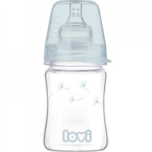 Пляшечка для годування Lovi Diamond Glass Botanic скляна 150 мл Світло-синя (74/105)
