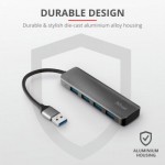 Огляд Концентратор Halyx 4-Port USB-A 3.2 Grey Trust (24947_TRUST): характеристики, відгуки, ціни.