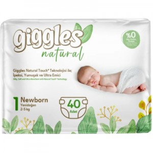 Огляд Підгузок Giggles Natural 1 Newborn 2-5 кг 40 шт (8680131206377): характеристики, відгуки, ціни.