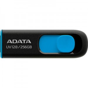 Огляд USB флеш накопичувач ADATA 256GB UV128 Black/Blue USB 3.2 (AUV128-256G-RBE): характеристики, відгуки, ціни.