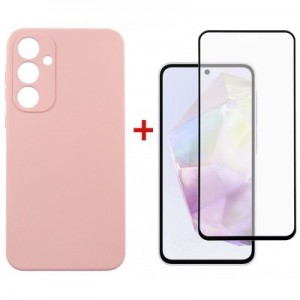 Чохол до мобільного телефона Dengos Samsung Galaxy A35 5G + Glass Pink (DG-KM-91)
