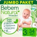 Огляд Підгузки Bebem Natural 3 midi 4-9 кг 34 шт (8690536806010): характеристики, відгуки, ціни.