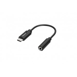 Огляд Перехідник USB-C to Stereo Jack 3.5mm Black Hama (00200318): характеристики, відгуки, ціни.
