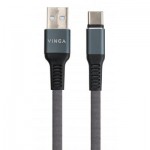 Огляд Дата кабель USB 2.0 AM to Type-C 1m flat nylon gray Vinga (VCPDCTCFNB1GR): характеристики, відгуки, ціни.