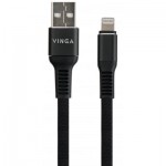 Огляд Дата кабель USB 2.0 AM to Lightning 1.0m flat nylon black Vinga (VCPDCLFNB1BK): характеристики, відгуки, ціни.