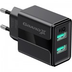 Огляд Зарядний пристрій Grand-X CH-15T 5V 2,1A USB Black + cable USB -> Type C, Cu, 4A, TPE (CH-15T): характеристики, відгуки, ціни.