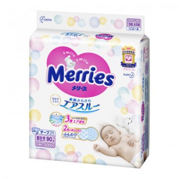 Підгузки Merries для новонароджених Merries NB 0-5 кг 90 шт (4901301230782)