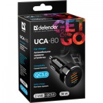 Огляд Зарядний пристрій Defender UCA-80 black, 2xUSB, QC3.0, 36W (83832): характеристики, відгуки, ціни.