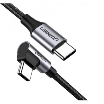 Дата кабель USB Type-C to Type-C 1.0m US255 Angled 3A (Gray\Black) Ugreen (50123)
