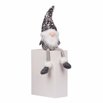 Новорічна фігурка Novogod`ko Гном, срібні паєтки, 45 см (973732)