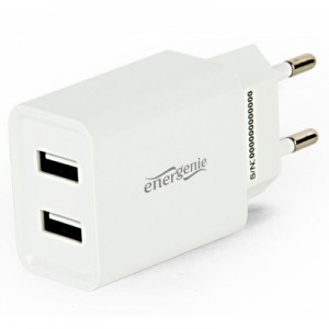 Огляд Зарядний пристрій EnerGenie USB 2.1A, white (EG-U2C2A-03-W): характеристики, відгуки, ціни.