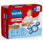 Огляд Підгузки Bambik трусики 4 (9-15 кг) 36 шт (4823071652550): характеристики, відгуки, ціни.