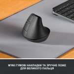 Огляд Мишка Logitech Lift Left Vertical Ergonomic Wireless/Bluetooth Graphite (910-006474): характеристики, відгуки, ціни.