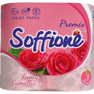 Огляд Туалетний папір Soffione Premio Fancy Camellia 3 шари 4 рулони (4820003836033): характеристики, відгуки, ціни.
