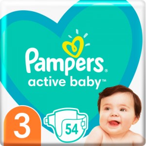Огляд Підгузок Pampers Active Baby Розмір 3 (6-10 кг) 54 шт (8001090948977): характеристики, відгуки, ціни.