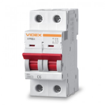Автоматичний вимикач Videx RS4 RESIST 2п 6А С 4,5кА (VF-RS4-AV2C06)