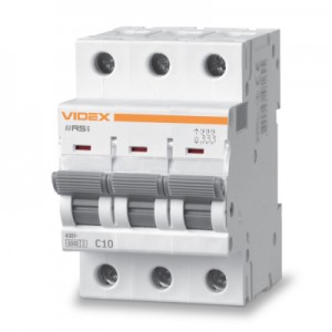 Огляд Автоматичний вимикач Videx RS6 RESIST 3п 10А 6кА С (VF-RS6-AV3C10): характеристики, відгуки, ціни.