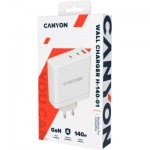 Огляд Зарядний пристрій Canyon H-140-01 Wall charger with 1USB-A 2 USB-C (CND-CHA140W01): характеристики, відгуки, ціни.