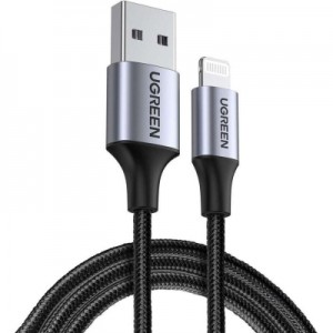 Дата кабель USB 2.0 AM to Lightning 1.0m US199 MFI Black Ugreen (US199/60156)