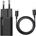 Огляд Зарядний пристрій Baseus 1xUSB 25W (USB-C) + Cable Type-C black (TZCCSUP-L01): характеристики, відгуки, ціни.