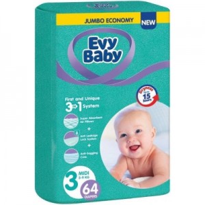 Підгузки Evy Baby Midi Jumbo 5-9 кг 64 шт (8690506520250)