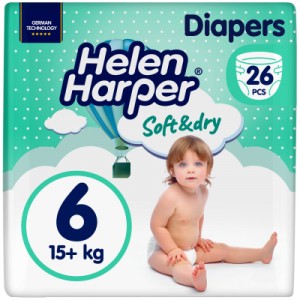 Огляд Підгузки Helen Harper Soft&Dry New XL Розмір 6 (15+ кг) 26 шт (2316780): характеристики, відгуки, ціни.