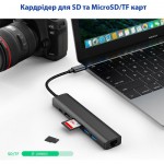 Огляд Концентратор Dynamode 7-in-1 USB-C to HDTV 4K/30Hz, 2хUSB3.0, RJ45, USB-C PD 100W, SD/MicroSD (BYL-2303): характеристики, відгуки, ціни.