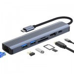 Огляд Концентратор Dynamode 7-in-1 USB-C to HDTV 4K/30Hz, 2хUSB3.0, RJ45, USB-C PD 100W, SD/MicroSD (BYL-2303): характеристики, відгуки, ціни.