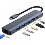 Огляд Концентратор Dynamode 7-in-1 USB-C to HDTV 4K/30Hz, 2хUSB3.0, RJ45, USB-C PD 100W, SD/MicroSD (BYL-2303): характеристики, відгуки, ціни.