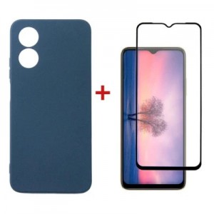 Чохол до мобільного телефона Dengos Kit for OPPO A17 case + glass (Blue) (DG-KM-01)