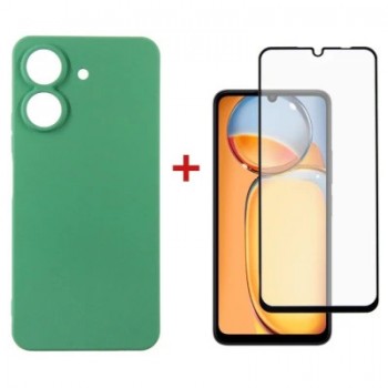 Чохол до мобільного телефона Dengos Kit for Xiaomi Redmi 13C case + glass (Mint) (DG-KM-63)
