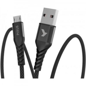 Огляд Дата кабель USB 2.0 AM to Micro 5P 1.0m Flex Black Pixus (4897058530896): характеристики, відгуки, ціни.