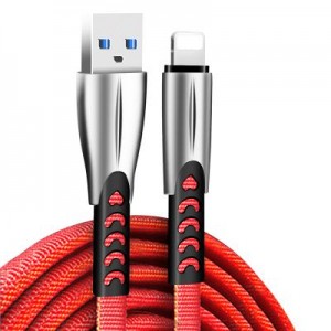 Дата кабель USB 2.0 AM to Lightning 1.0m zinc alloy red ColorWay (CW-CBUL010-RD)