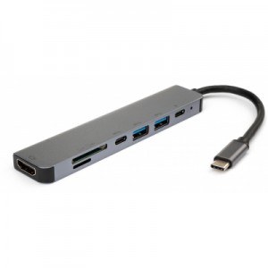 Огляд Концентратор Vinga Type-C to 4K HDMI+2*USB3.0+SD+TF+PD+USB-C 3.1 Gen1 aluminium (VCPHTC7AL): характеристики, відгуки, ціни.