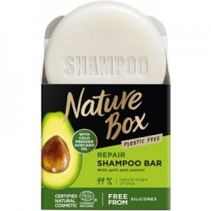 Огляд Шампунь Nature Box твердий для відновлення волосся з Олією Авокадо 85 г (90443046): характеристики, відгуки, ціни.