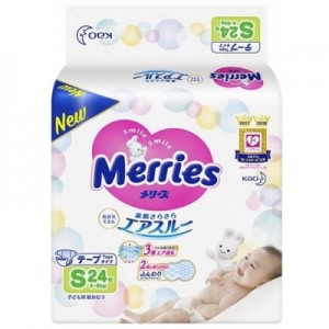 Огляд Підгузки Merries для дітей S 4-8 кг 24 шт (555016): характеристики, відгуки, ціни.
