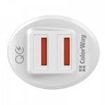 Огляд Зарядний пристрій ColorWay 2USB Quick Charge 3.0 (36W (CW-CHA011Q-WT): характеристики, відгуки, ціни.