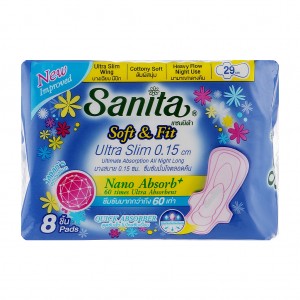 Огляд Гігієнічні прокладки Sanita Soft & Fit Ultra Slim Wing 29 см 8 шт. (8850461601610): характеристики, відгуки, ціни.