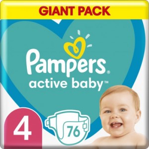 Огляд Підгузок Pampers Active Baby Maxi Розмір 4 (9-14 кг) 76 шт (8001090949615): характеристики, відгуки, ціни.