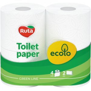 Огляд Туалетний папір Ruta Ecolo 2 шари 4 рулони (4820023747135): характеристики, відгуки, ціни.