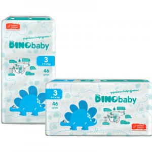 Огляд Підгузки Dino Baby Розмір 3 (4-9 кг) 46 шт (4823098410607): характеристики, відгуки, ціни.