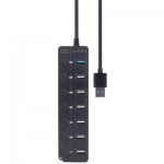 Огляд Концентратор Gembird 7 ports (1xUSB3.1+6xUSB2.0) switch black (UHB-U3P1U2P6P-01): характеристики, відгуки, ціни.