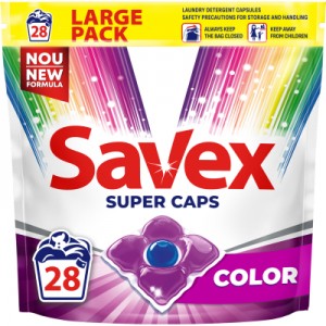 Огляд Капсули для прання Savex Super Caps Color 28 шт. (3800024046889): характеристики, відгуки, ціни.