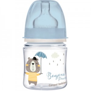 Огляд Пляшечка для годування Canpol babies Bonjour Paris з широким отвором 120 мл Синя (35/231_blu): характеристики, відгуки, ціни.